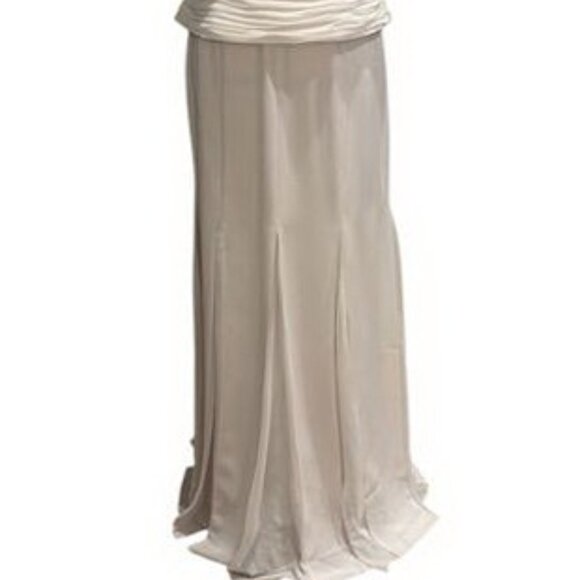 Alexander by Daymor Bone Illusion Pleated Peplum Evening Gown - Picture 2 of 4